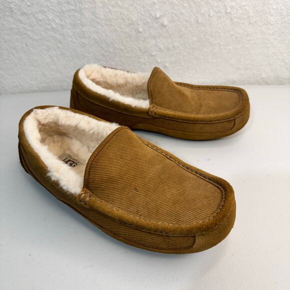 UGG Men’s Ascot Corduroy II Chestnut Sheepskin Suede Shearling Slippers Size 10 main image 11